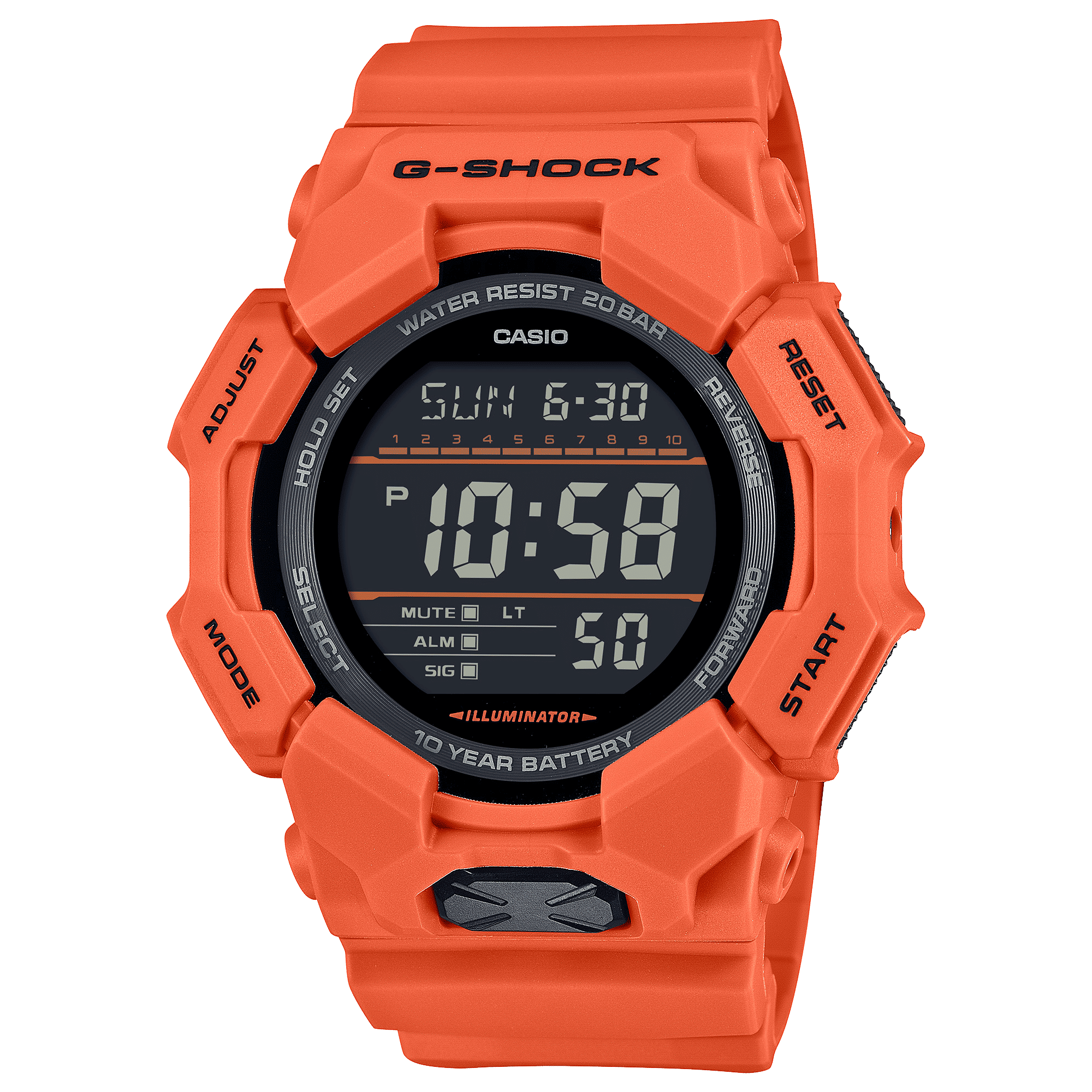 CASIO G-SHOCK GD-010-4DR BLACK DIGITAL DIAL ORANGE BIO-BASED RESIN BAND G1606